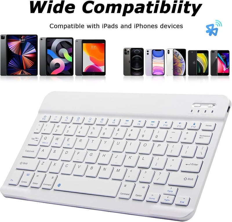 LOOBOAKY Bluetooth Keyboard for iPad, Rechargeable Portable 10 inch Wireless Keyboard for iPhone, iPad mini, Samsung Tablets Keyboards Ultra-Slim, Travel Office Computer Accessories - Image 2